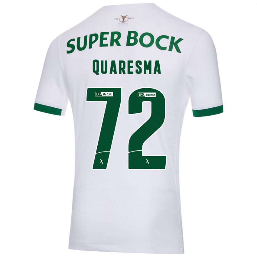 Męski Eduardo Quaresma #72 Biały Zielony Wyjazdowa Koszulka 2024/25 Koszulki Klubowe