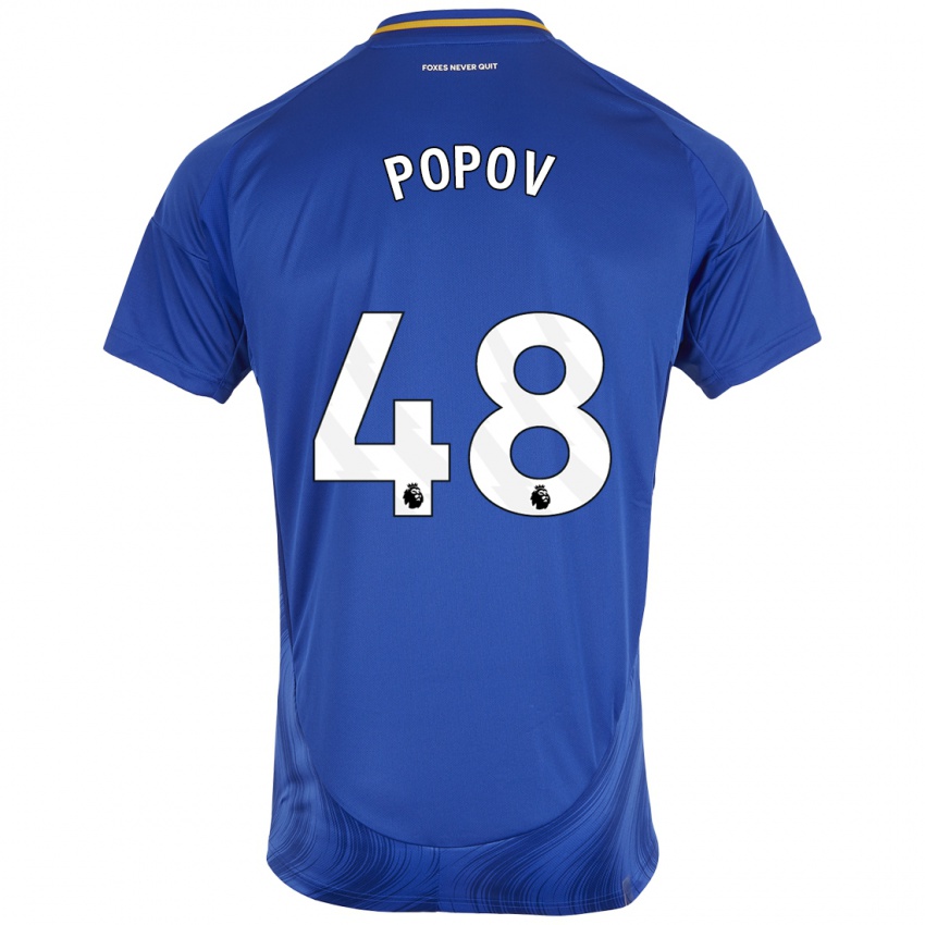 Kobiety Chris Popov #48 Niebieski Biały Domowa Koszulka 2024/25 Koszulki Klubowe