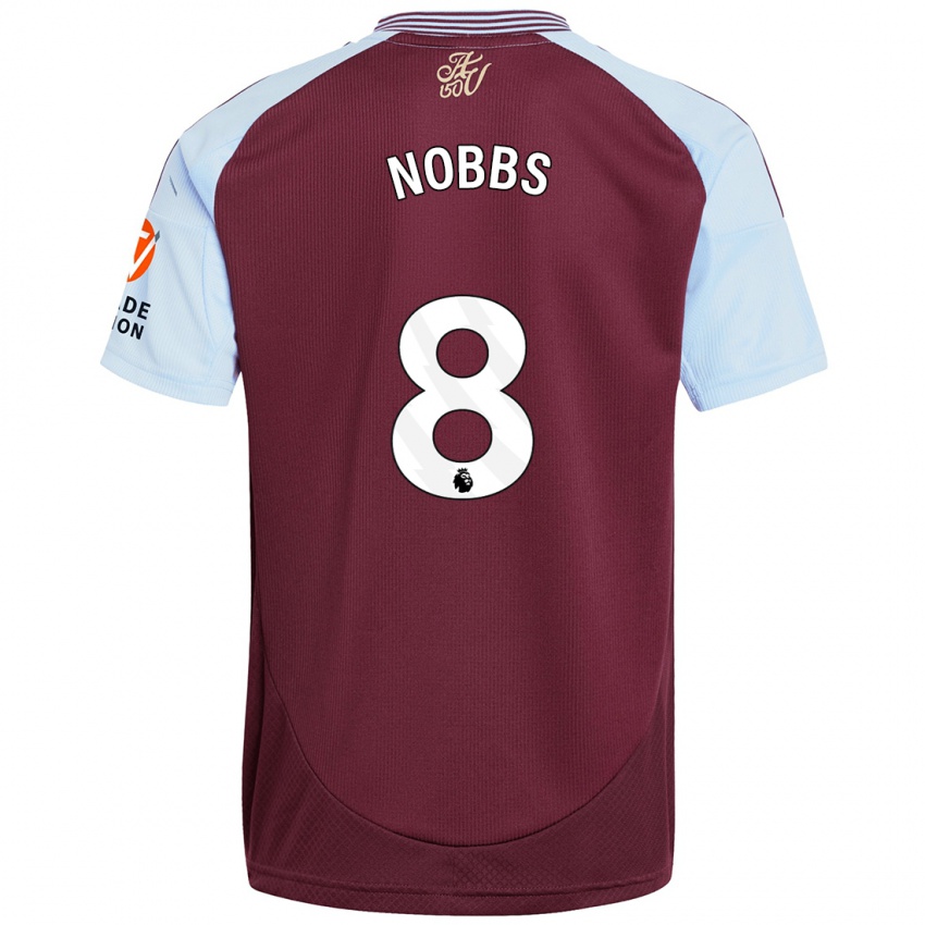 Kobiety Jordan Nobbs #8 Burgundowy Błękitny Domowa Koszulka 2024/25 Koszulki Klubowe