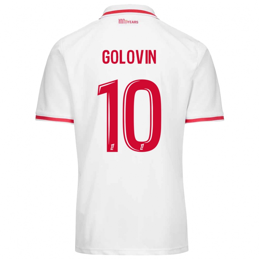 Dzieci Aleksandr Golovin #10 Biały Czerwony Domowa Koszulka 2024/25 Koszulki Klubowe