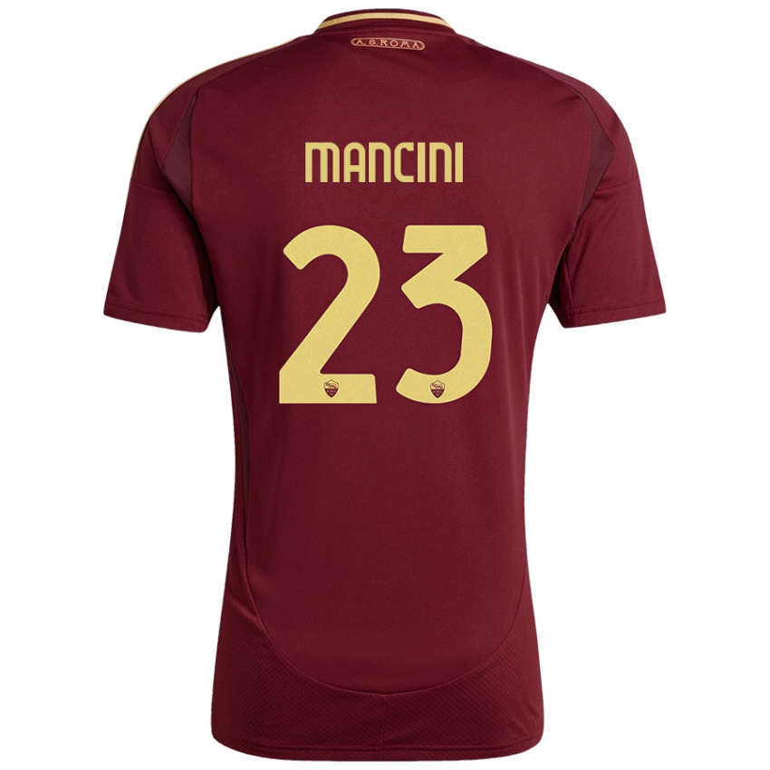 Dzieci Gianluca Mancini #23 Czerwony Brązowy Złoty Domowa Koszulka 2024/25 Koszulki Klubowe