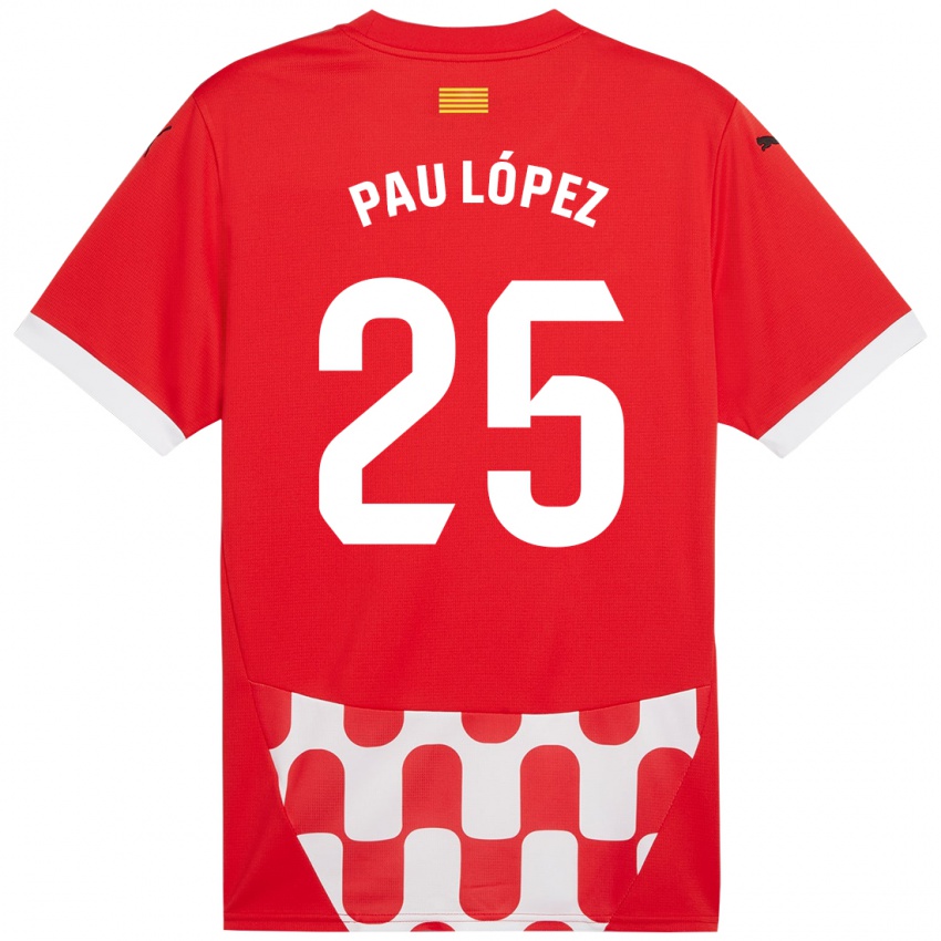 Dzieci Pau Lopez #25 Czerwony Biały Domowa Koszulka 2024/25 Koszulki Klubowe