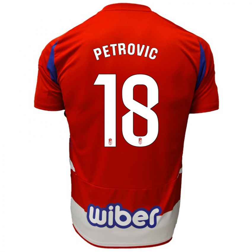 Dzieci Njegos Petrovic #18 Czerwony Biały Niebieski Domowa Koszulka 2024/25 Koszulki Klubowe