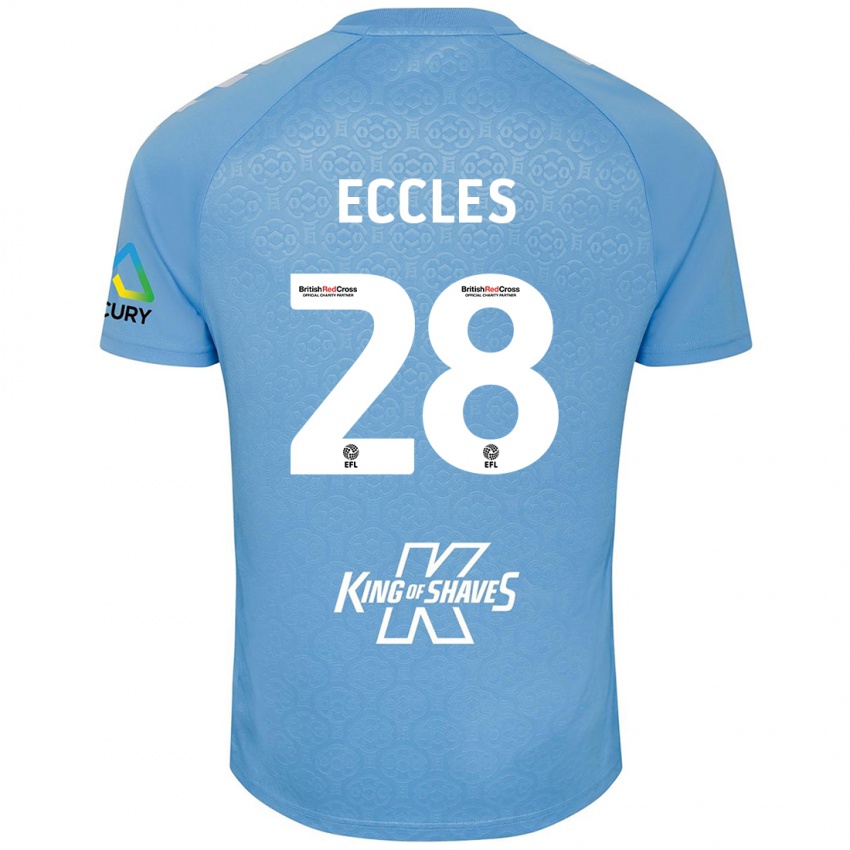 Dzieci Josh Eccles #28 Niebieski Biały Domowa Koszulka 2024/25 Koszulki Klubowe