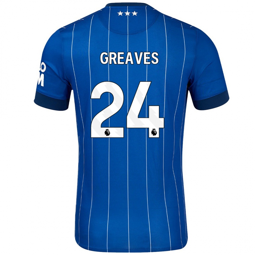 Dzieci Jacob Greaves #24 Granatowy Niebieski Domowa Koszulka 2024/25 Koszulki Klubowe