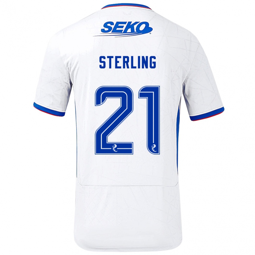 Dzieci Dujon Sterling #21 Biały Niebieski Wyjazdowa Koszulka 2024/25 Koszulki Klubowe