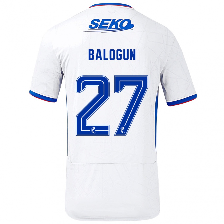 Dzieci Leon Balogun #27 Biały Niebieski Wyjazdowa Koszulka 2024/25 Koszulki Klubowe