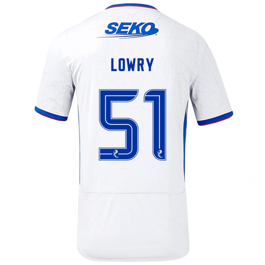 Dzieci Alex Lowry #51 Biały Niebieski Wyjazdowa Koszulka 2024/25 Koszulki Klubowe