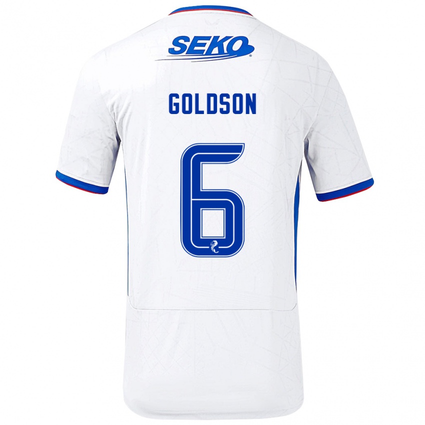 Dzieci Connor Goldson #6 Biały Niebieski Wyjazdowa Koszulka 2024/25 Koszulki Klubowe