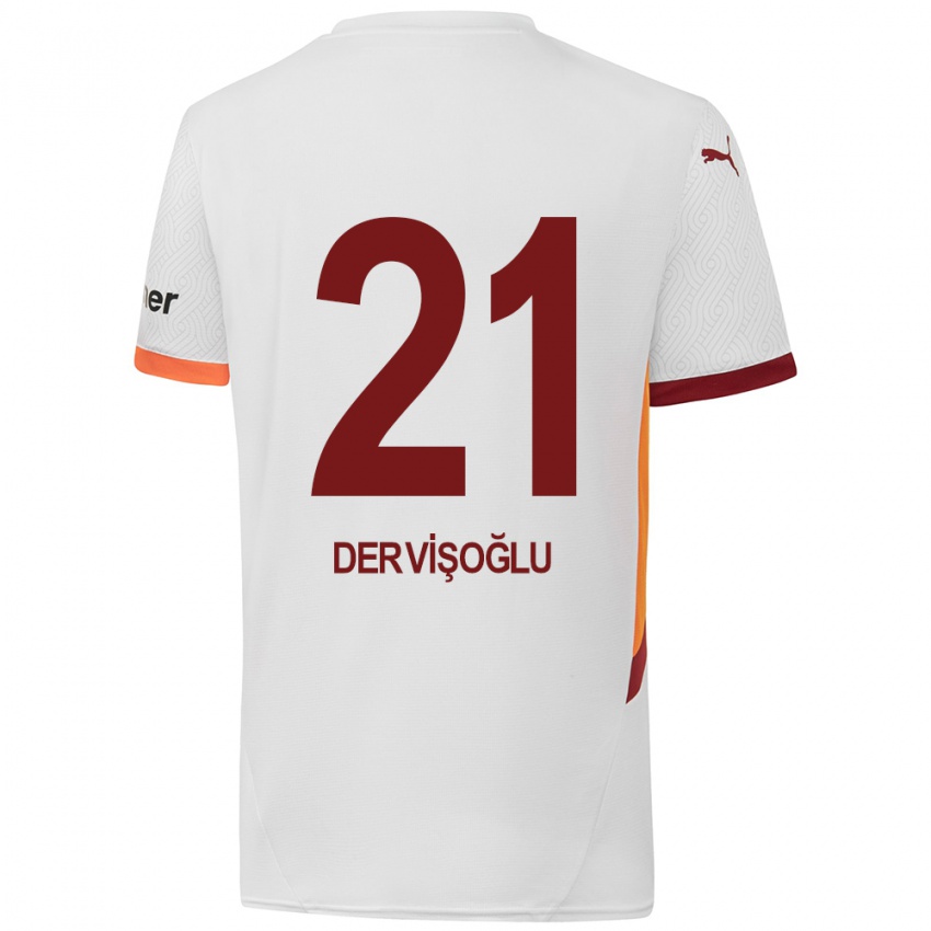 Dzieci Halil Dervişoğlu #21 Biały Żółty Czerwony Wyjazdowa Koszulka 2024/25 Koszulki Klubowe