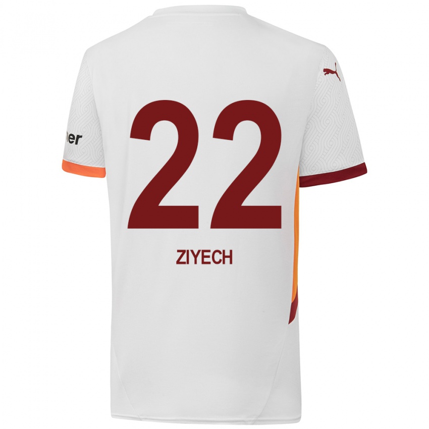 Dzieci Hakim Ziyech #22 Biały Żółty Czerwony Wyjazdowa Koszulka 2024/25 Koszulki Klubowe