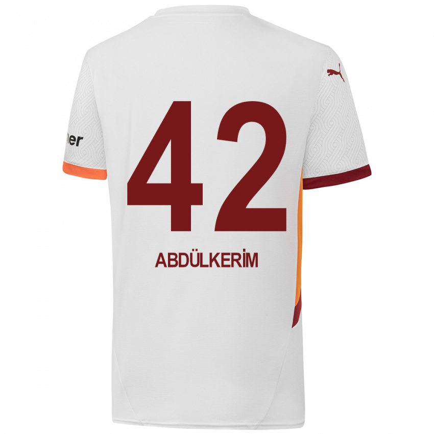 Dzieci Abdülkerim Bardakcı #42 Biały Żółty Czerwony Wyjazdowa Koszulka 2024/25 Koszulki Klubowe