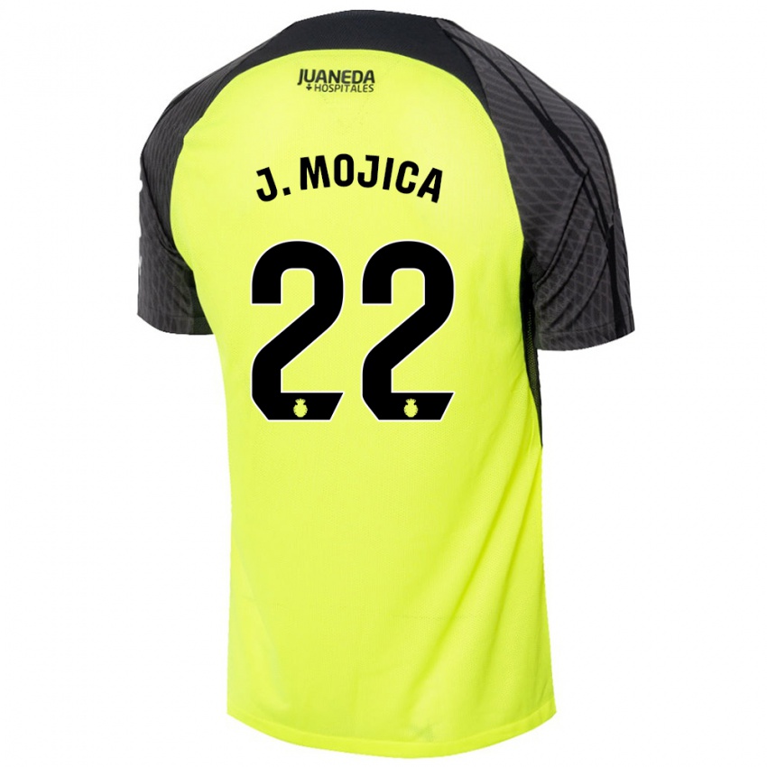 Dzieci Johan Mojica #22 Fluorescencyjny Zielony Czarny Wyjazdowa Koszulka 2024/25 Koszulki Klubowe