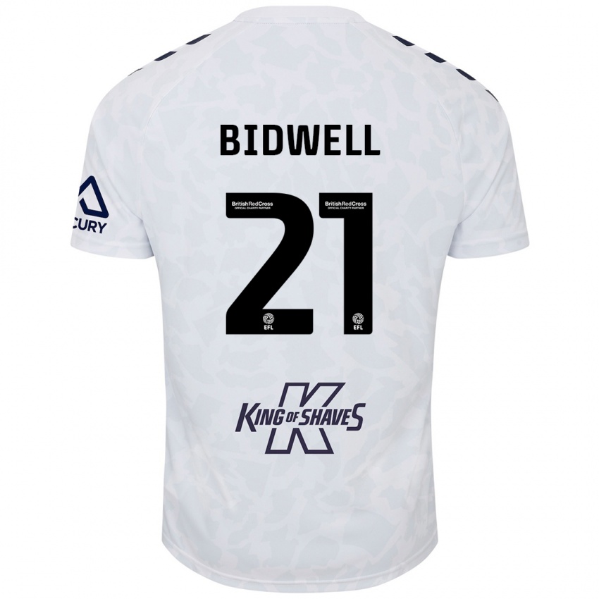 Dzieci Jake Bidwell #21 Biały Wyjazdowa Koszulka 2024/25 Koszulki Klubowe