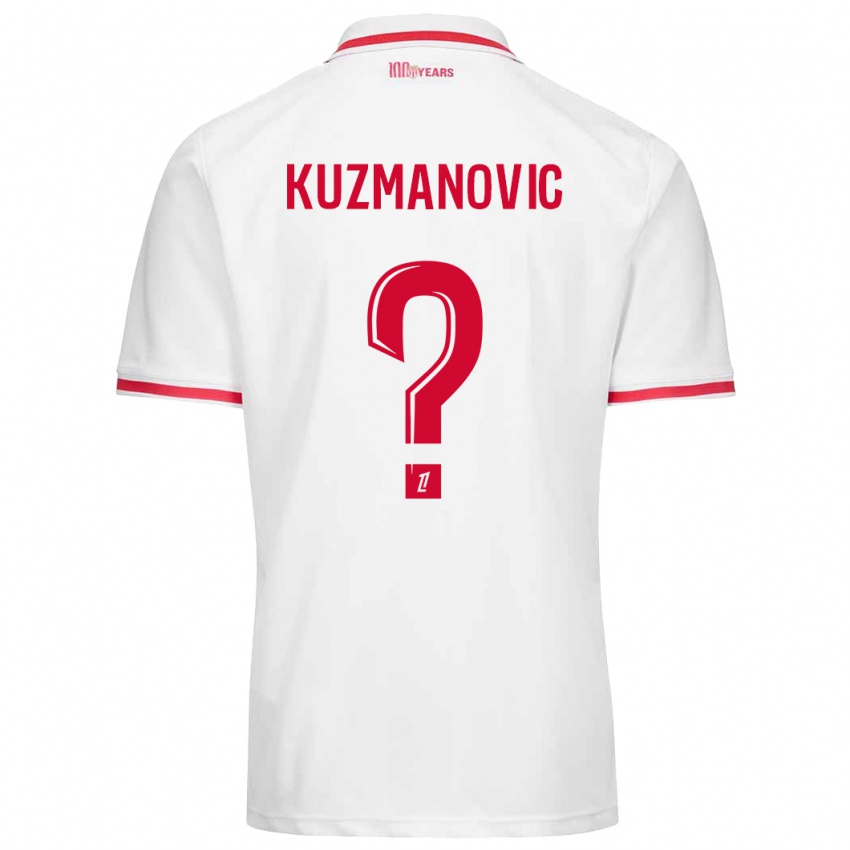 Męski Dejan Kuzmanovic #0 Biały Czerwony Domowa Koszulka 2024/25 Koszulki Klubowe