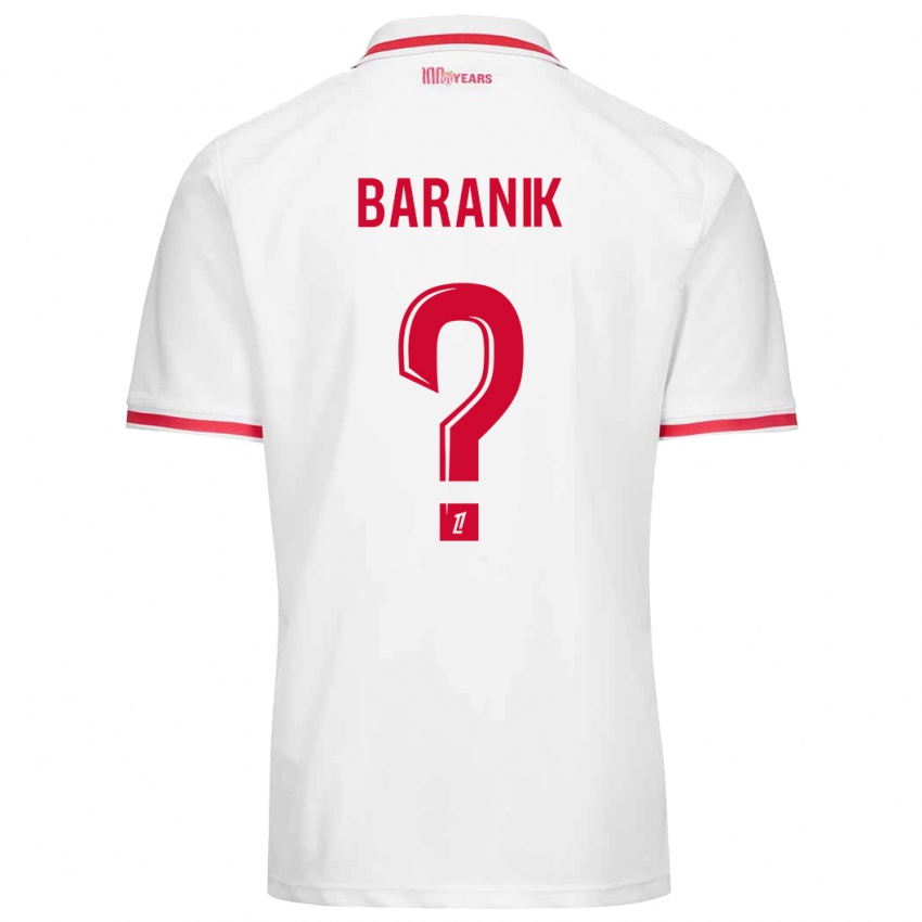 Męski Florian Baranik #0 Biały Czerwony Domowa Koszulka 2024/25 Koszulki Klubowe