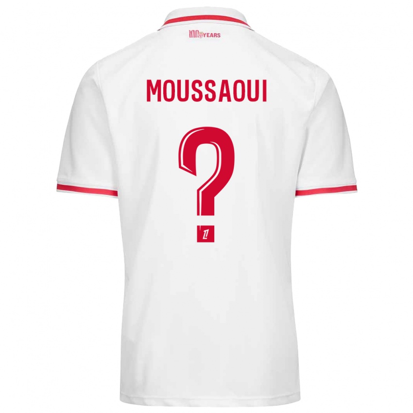 Męski Wassim Moussaoui #0 Biały Czerwony Domowa Koszulka 2024/25 Koszulki Klubowe