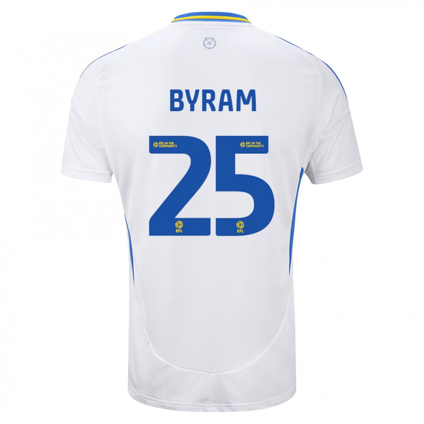 Męski Sam Byram #25 Biały Niebieski Domowa Koszulka 2024/25 Koszulki Klubowe