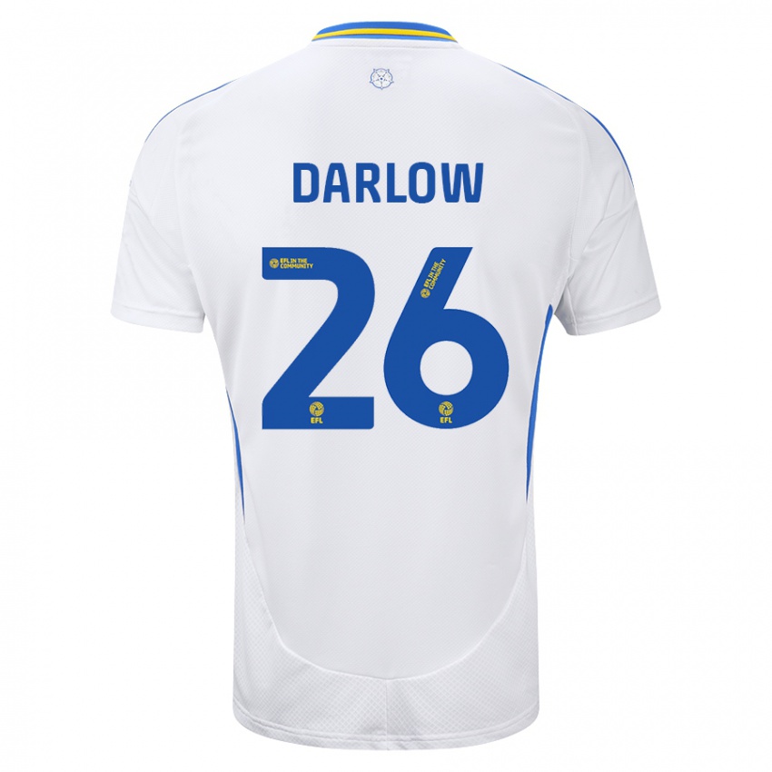 Męski Karl Darlow #26 Biały Niebieski Domowa Koszulka 2024/25 Koszulki Klubowe