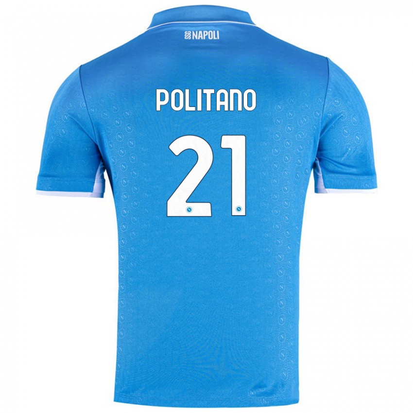 Męski Matteo Politano #21 Błękit Nieba Domowa Koszulka 2024/25 Koszulki Klubowe