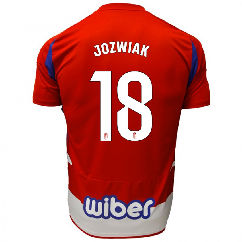 Męski Kamil Józwiak #18 Czerwony Biały Niebieski Domowa Koszulka 2024/25 Koszulki Klubowe