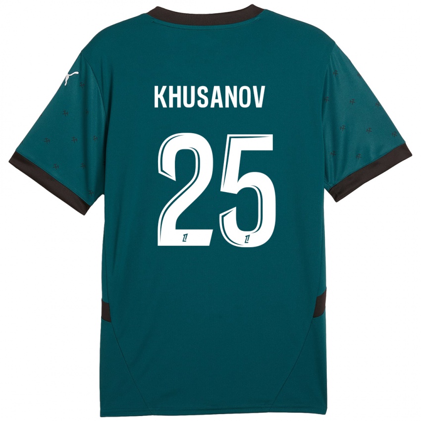 Męski Abdukodir Khusanov #25 Ciemnozielony Wyjazdowa Koszulka 2024/25 Koszulki Klubowe