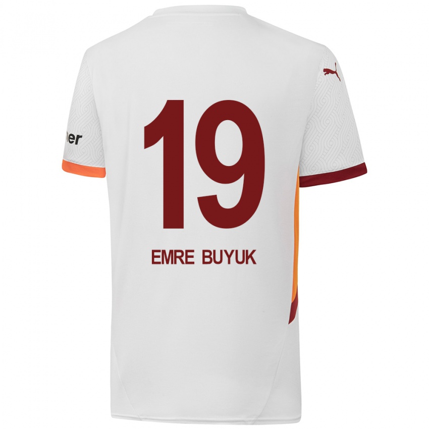 Męski Enes Emre Büyük #19 Biały Żółty Czerwony Wyjazdowa Koszulka 2024/25 Koszulki Klubowe