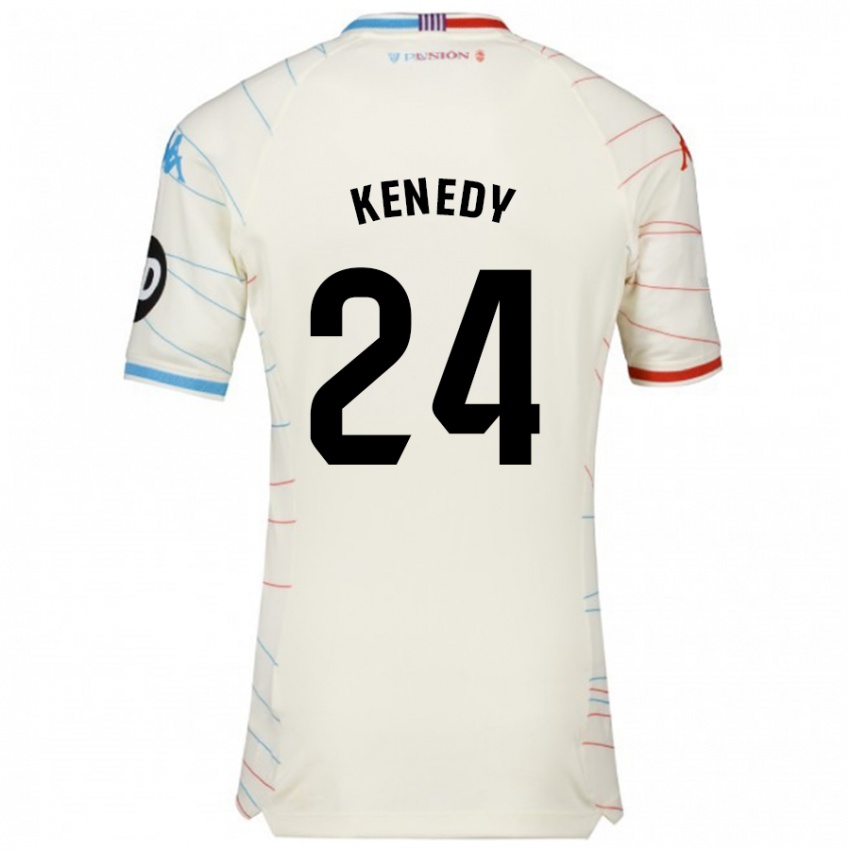 Męski Kenedy #24 Biały Czerwony Niebieski Wyjazdowa Koszulka 2024/25 Koszulki Klubowe