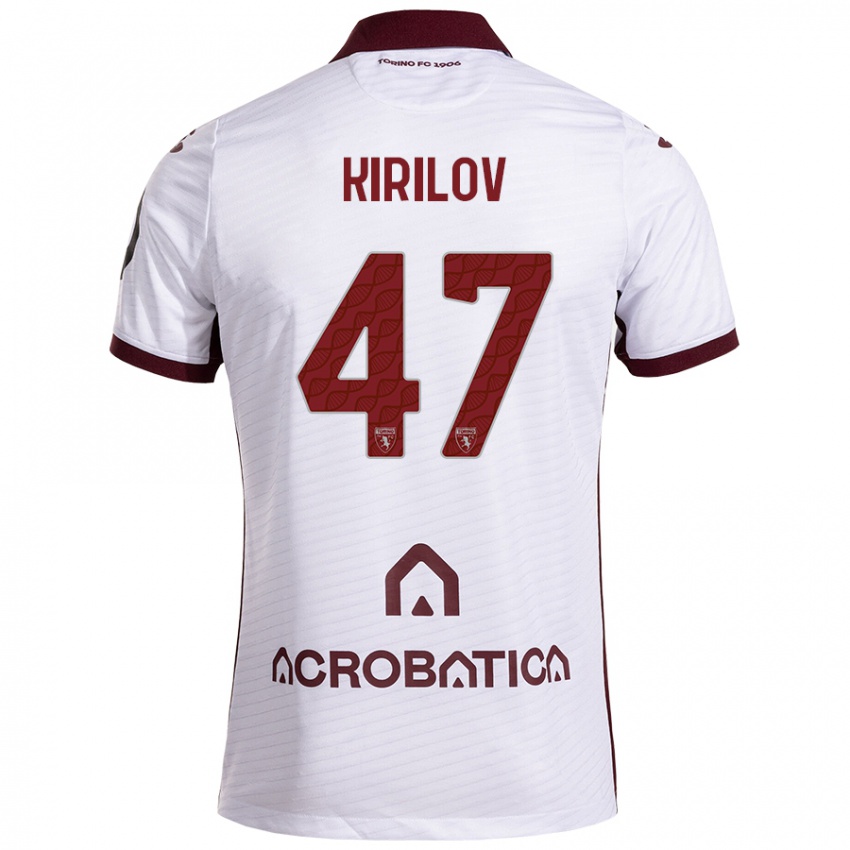 Męski Martin Kirilov #47 Biały Kasztanowy Wyjazdowa Koszulka 2024/25 Koszulki Klubowe