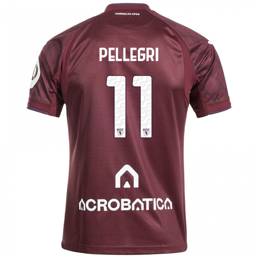 Kobiety Pietro Pellegri #11 Bordowy Biały Domowa Koszulka 2024/25 Koszulki Klubowe