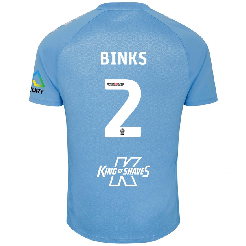 Kobiety Luis Binks #2 Niebieski Biały Domowa Koszulka 2024/25 Koszulki Klubowe