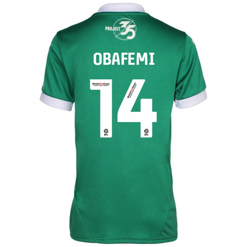 Kobiety Michael Obafemi #14 Zielony Biały Domowa Koszulka 2024/25 Koszulki Klubowe