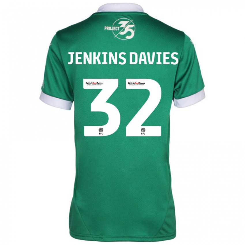 Kobiety Will Jenkins-Davies #32 Zielony Biały Domowa Koszulka 2024/25 Koszulki Klubowe