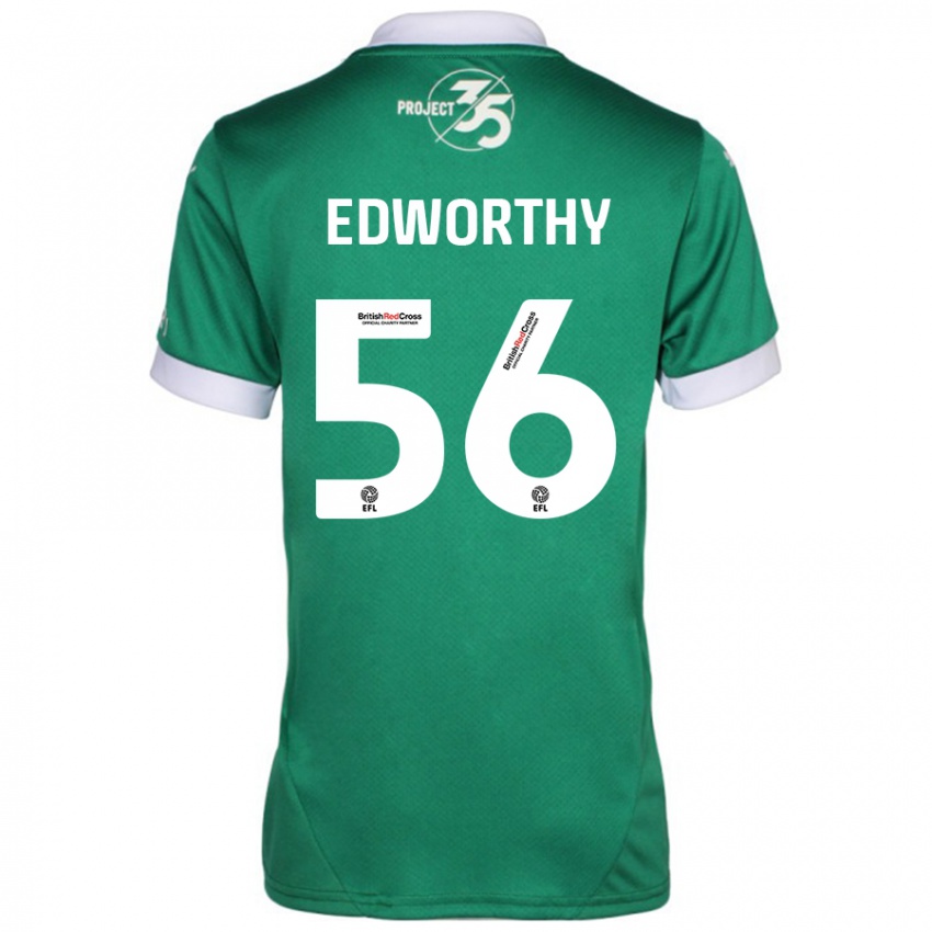 Kobiety Kieran Edworthy #56 Zielony Biały Domowa Koszulka 2024/25 Koszulki Klubowe