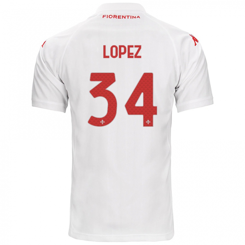 Kobiety Lucas López #34 Biały Wyjazdowa Koszulka 2024/25 Koszulki Klubowe