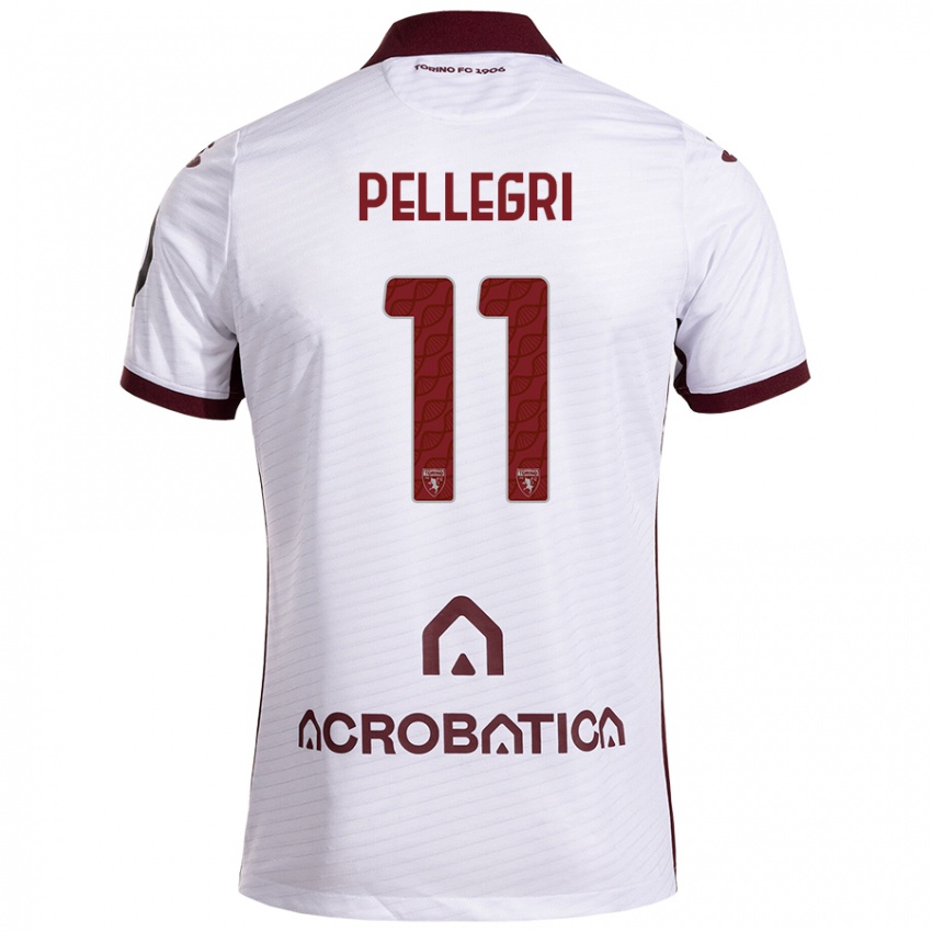 Kobiety Pietro Pellegri #11 Biały Kasztanowy Wyjazdowa Koszulka 2024/25 Koszulki Klubowe