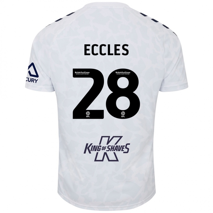 Kobiety Josh Eccles #28 Biały Wyjazdowa Koszulka 2024/25 Koszulki Klubowe