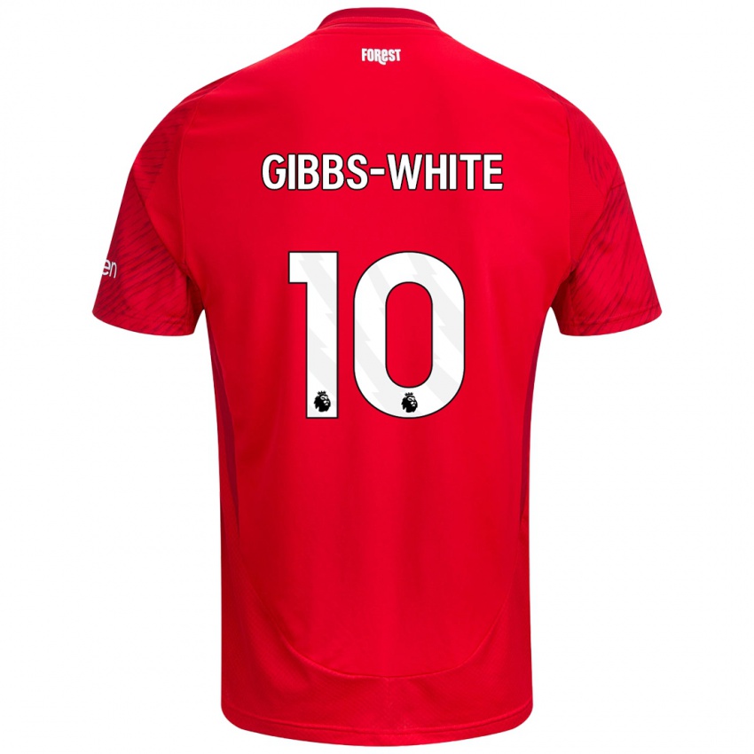 Dzieci Morgan Gibbs-White #10 Czerwony Biały Domowa Koszulka 2024/25 Koszulki Klubowe