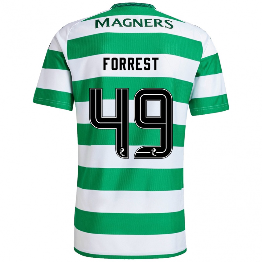 Dzieci James Forrest #49 Zielony Biały Domowa Koszulka 2024/25 Koszulki Klubowe