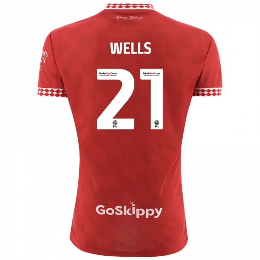 Dzieci Nahki Wells #21 Czerwony Domowa Koszulka 2024/25 Koszulki Klubowe