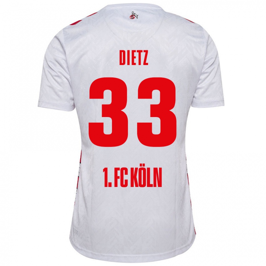 Dzieci Florian Dietz #33 Biały Czerwony Domowa Koszulka 2024/25 Koszulki Klubowe