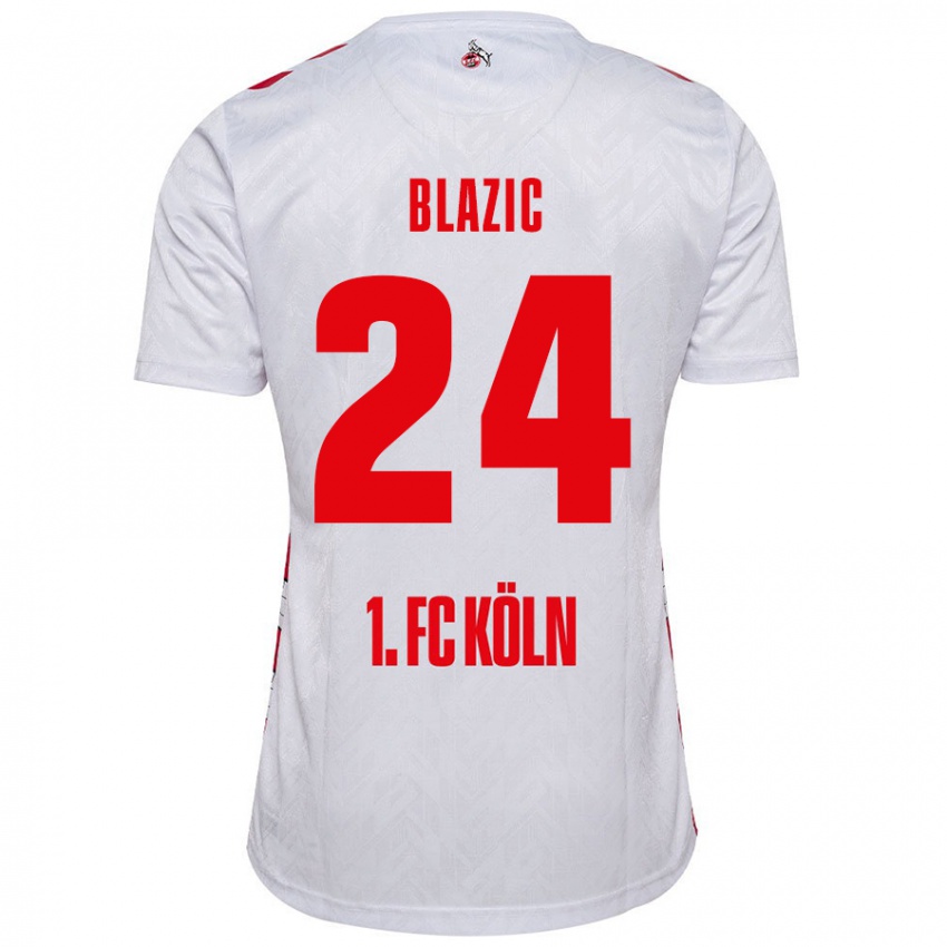 Dzieci Alessandro Blazic #24 Biały Czerwony Domowa Koszulka 2024/25 Koszulki Klubowe