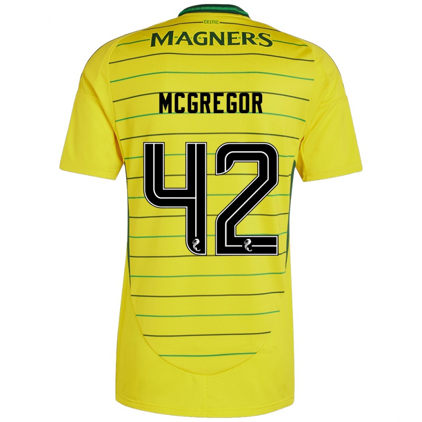 Dzieci Callum Mcgregor #42 Żółty Wyjazdowa Koszulka 2024/25 Koszulki Klubowe