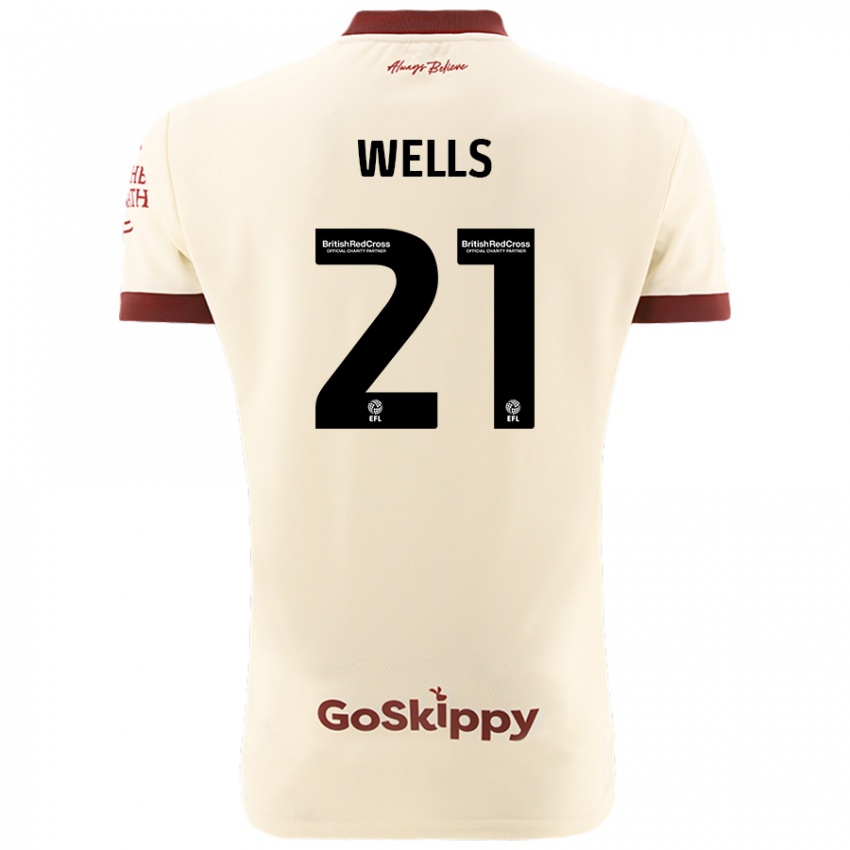 Dzieci Nahki Wells #21 Kremowy Biały Wyjazdowa Koszulka 2024/25 Koszulki Klubowe