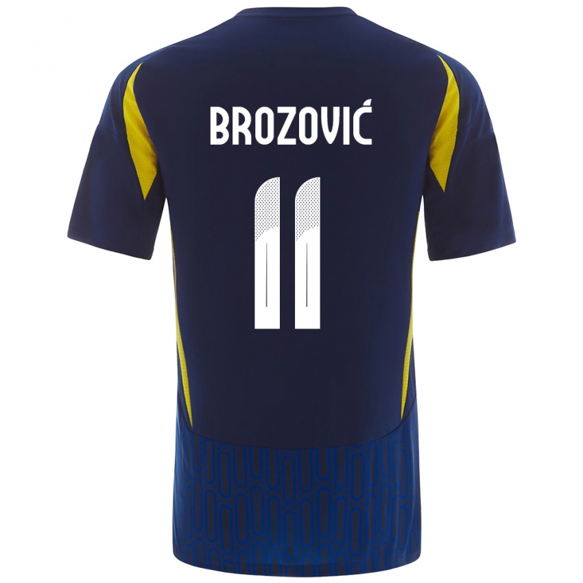 Dzieci Marcelo Brozovic #11 Niebieski Żółty Wyjazdowa Koszulka 2024/25 Koszulki Klubowe