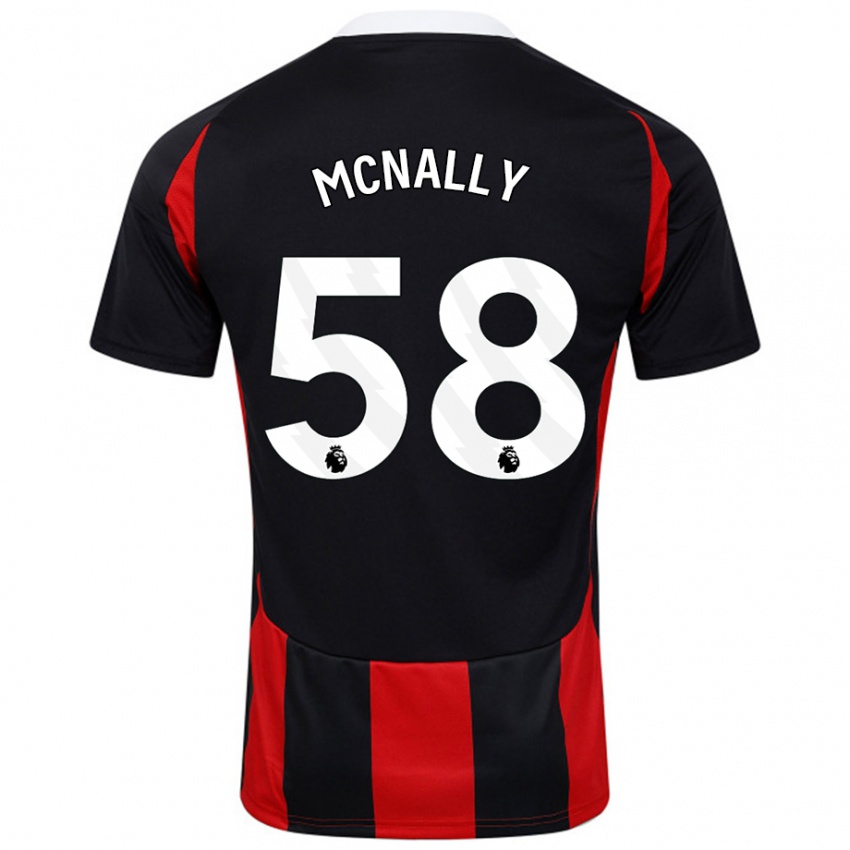 Dzieci Alfie Mcnally #58 Czarny Czerwony Wyjazdowa Koszulka 2024/25 Koszulki Klubowe