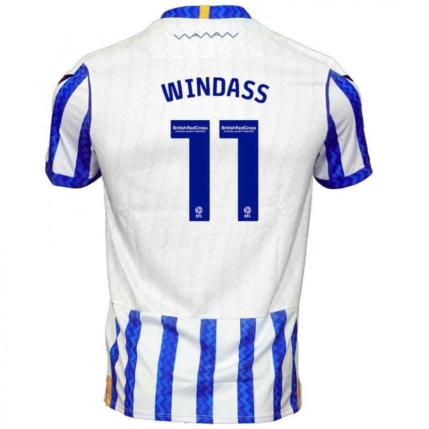 Męski Josh Windass #11 Niebieski Biały Domowa Koszulka 2024/25 Koszulki Klubowe