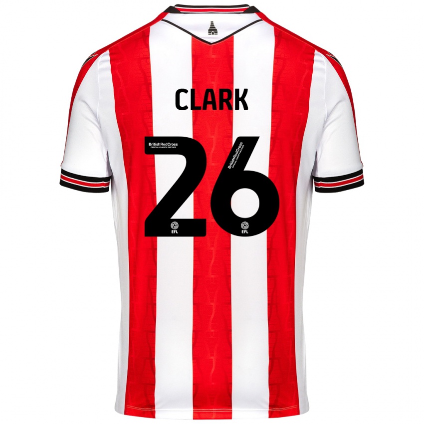 Męski Ciaran Clark #26 Czerwony Biały Domowa Koszulka 2024/25 Koszulki Klubowe