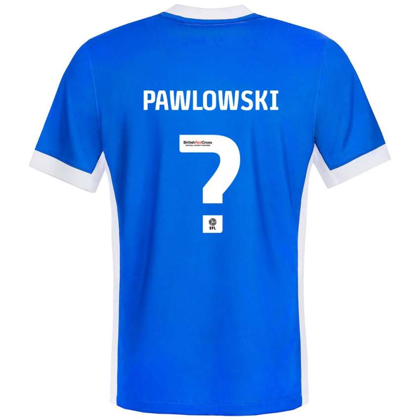 Męski Jakub Pawlowski #0 Niebieski Biały Domowa Koszulka 2024/25 Koszulki Klubowe