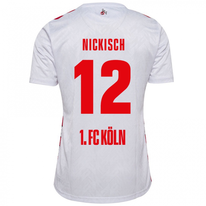 Męski Jonas Nickisch #12 Biały Czerwony Domowa Koszulka 2024/25 Koszulki Klubowe